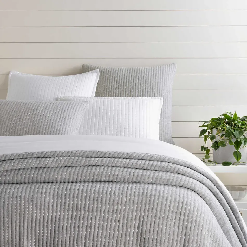 Pick Stitch Grey Matelasse Bedding