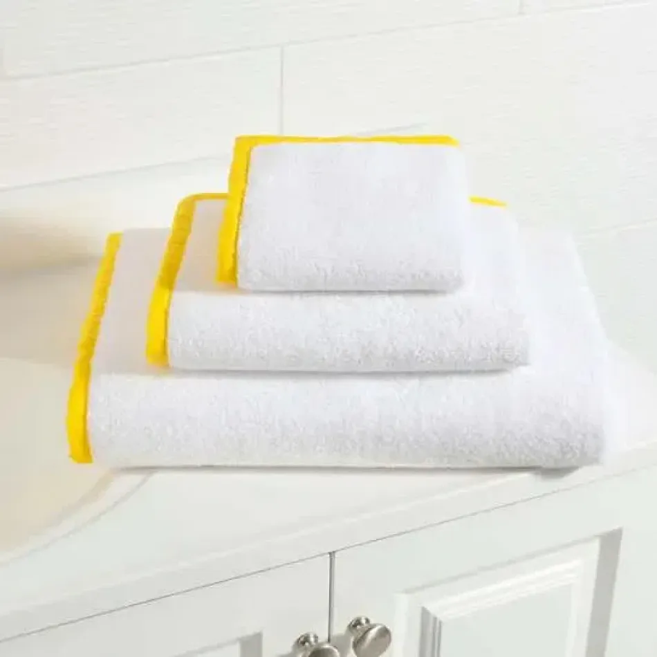 Signature Banded White/Lemon Towel Bath Sheet