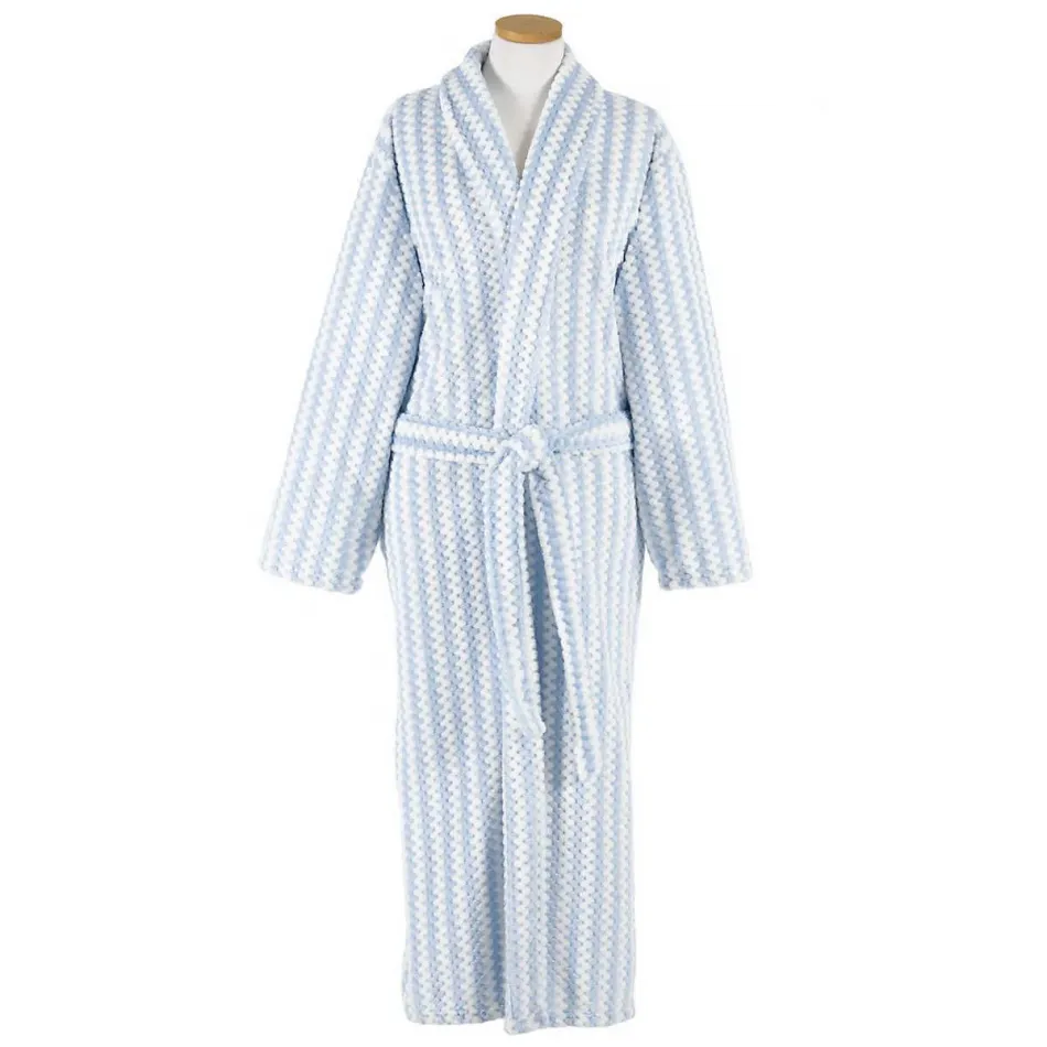 Bubble Stripe Fleece Soft Blue Robes