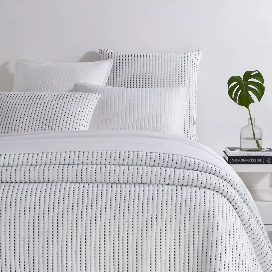 Pick Stitch White Matelasse Bedding