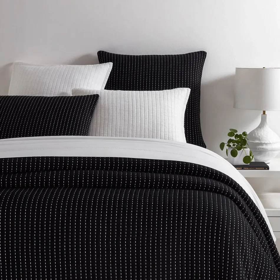 Pick Stitch Black Matelasse Bedding