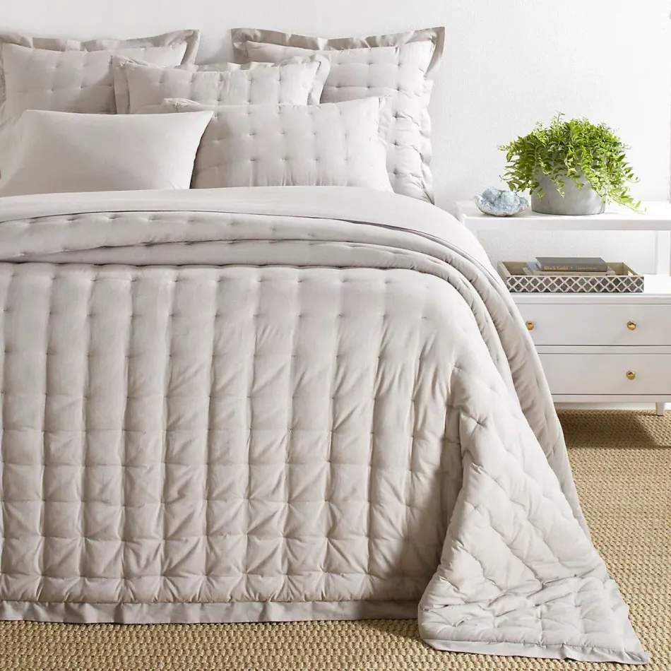 Cozy Cotton Dove Grey Puff Coverlet Twin