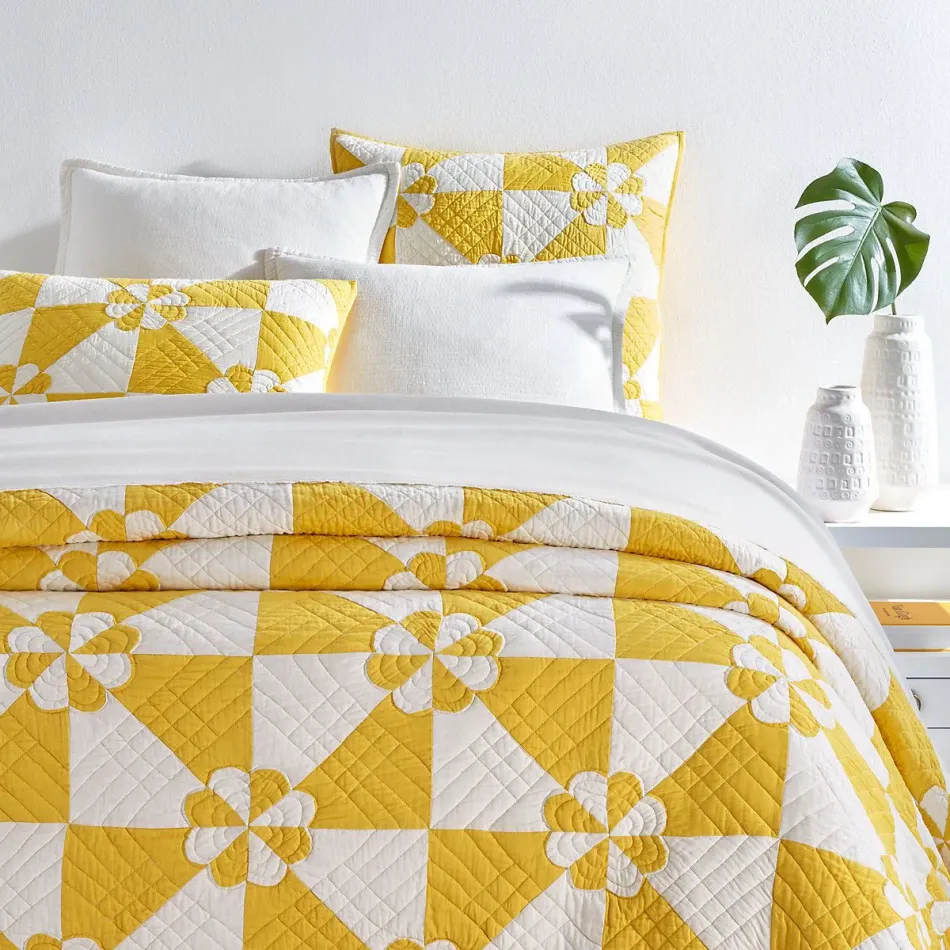 Sunny Side Yellow Quilted Sham Standard 20" x 26"