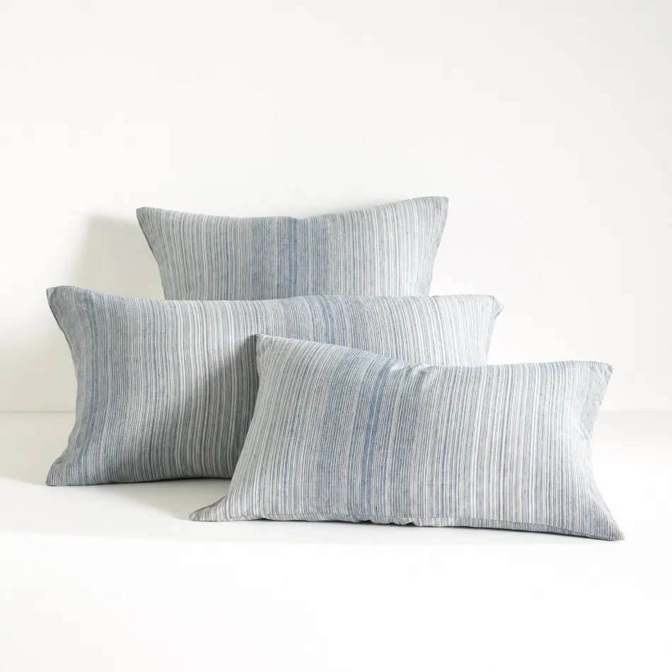 Sterling Stripe Linen Blue Bedding