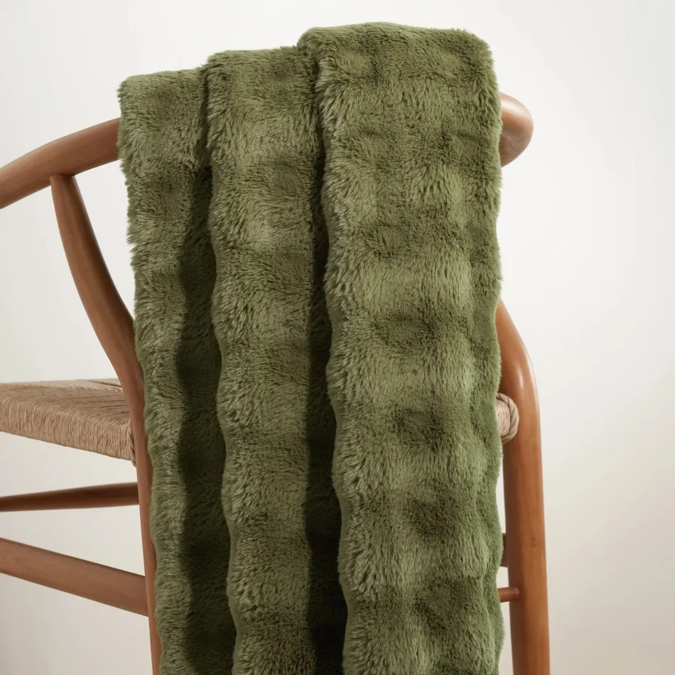 Fab Faux Olive Throw 50" x 70"