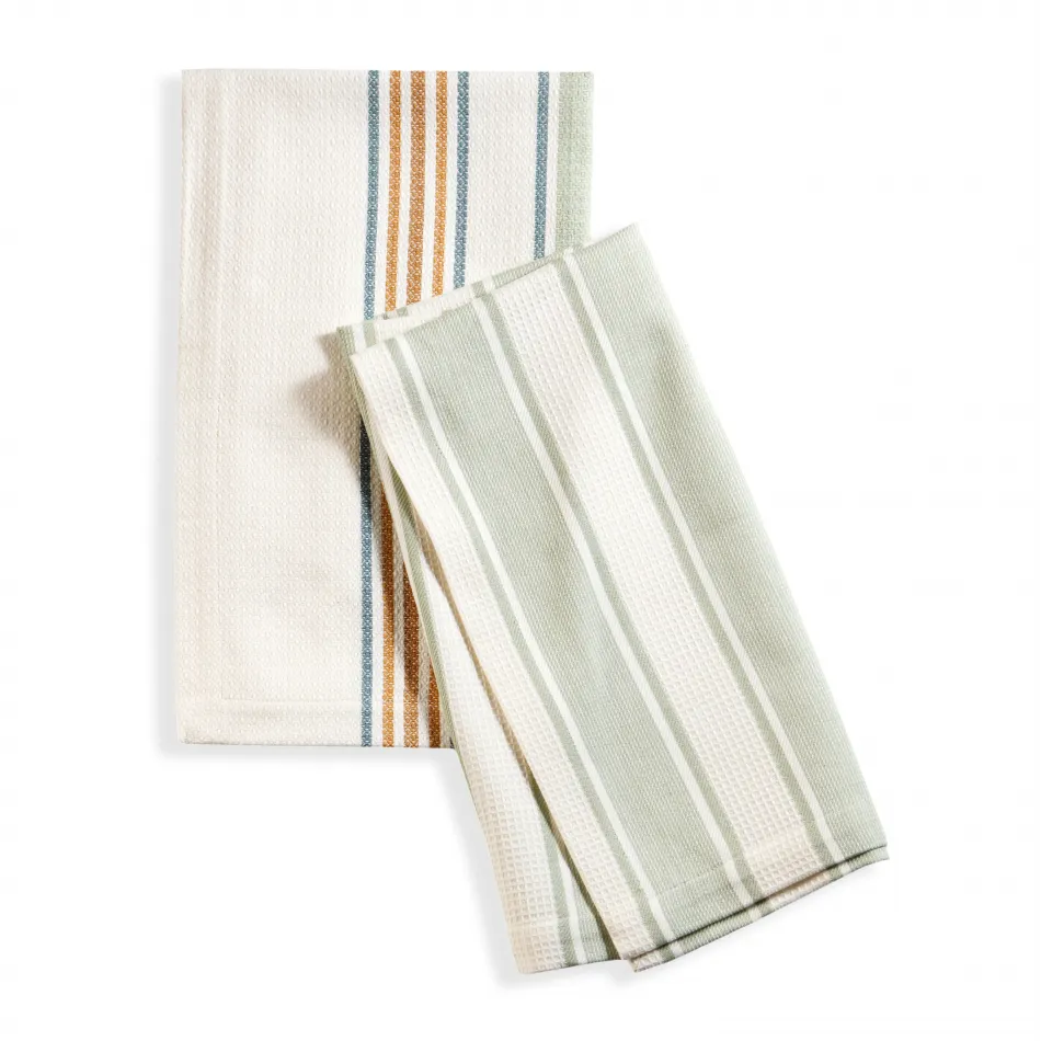 Oakes Stripe Sage Tea Towel - Set of 2