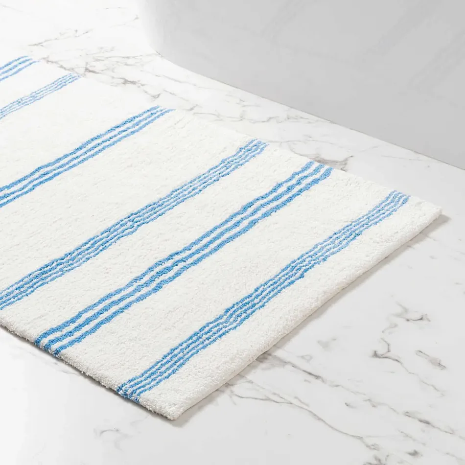 Rowe Stripe French Blue Bath Rugs