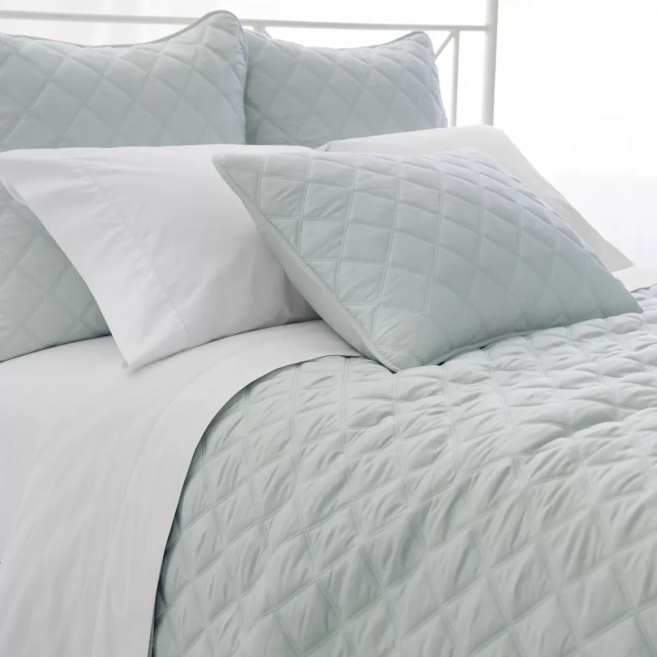 Quilted Silken Solid Robin's Egg Blue Bedding