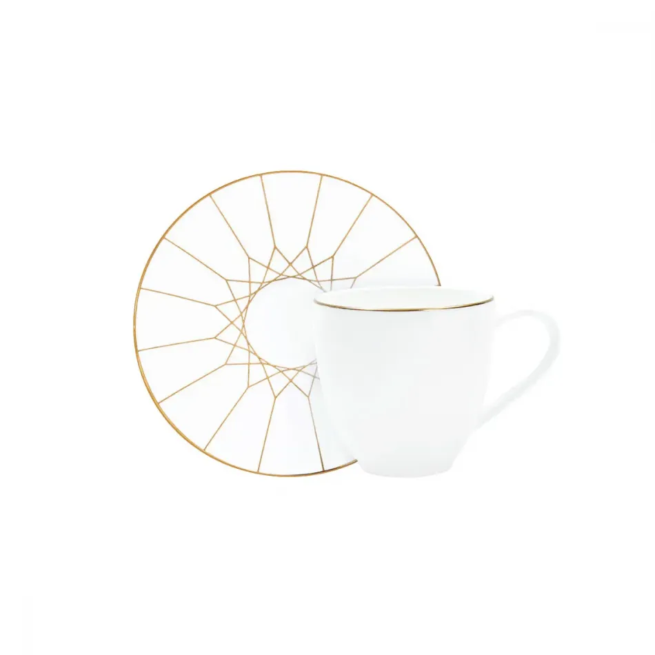 Gem Cut Gold Espresso Cup & Saucer