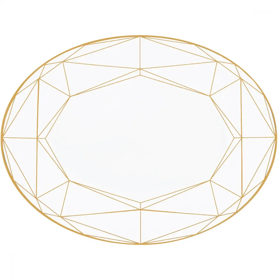 Gem Cut Gold 16" Oval Platter