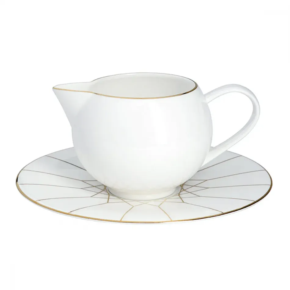 Gem Cut Gold Gravy Boat & Saucer (Special Order)