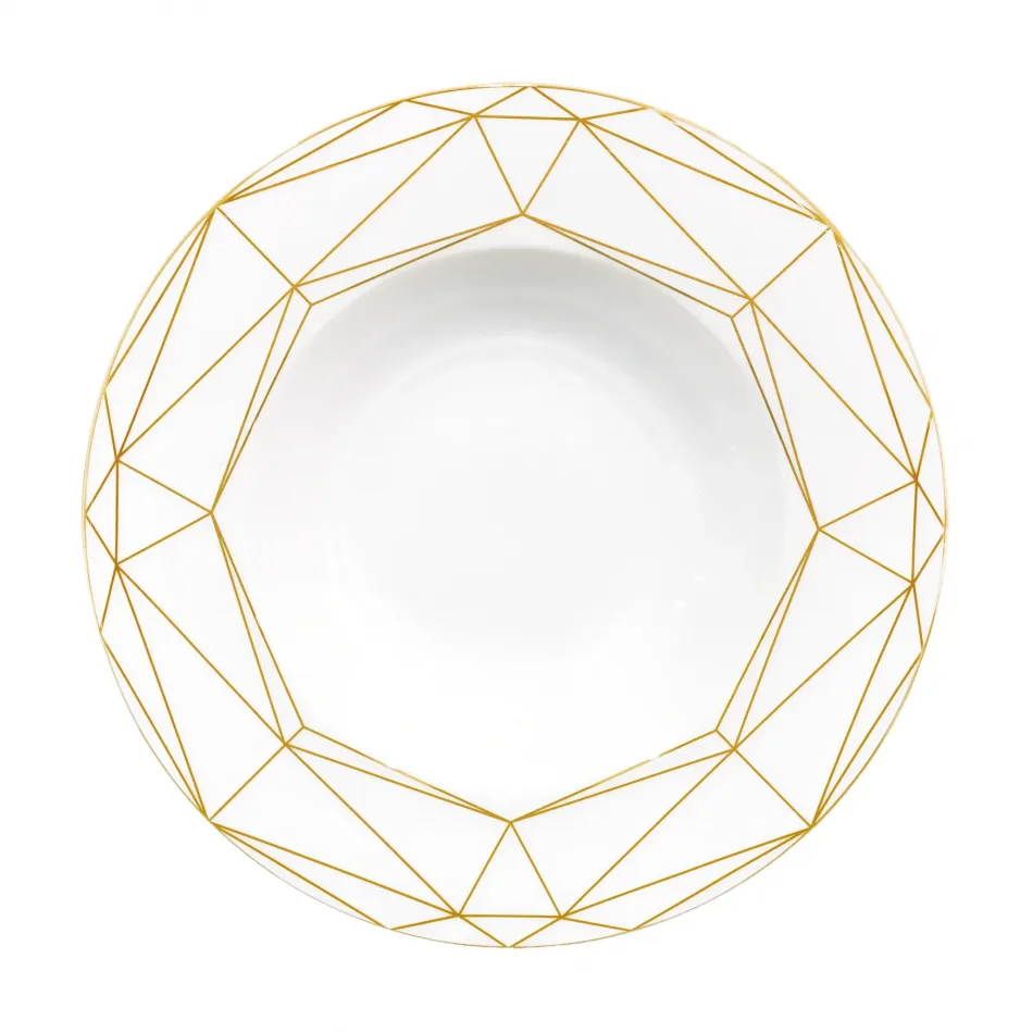 Gem Cut Gold Pasta Bowl/Vegetable Serve Bowl