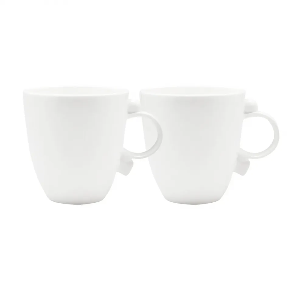 Geometrica White Mug / Coffee Cup, Set Of 2