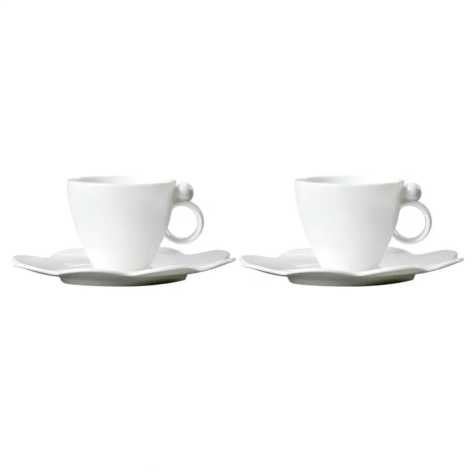 Geometrica White Espresso Cup & Saucer, Set Of 2