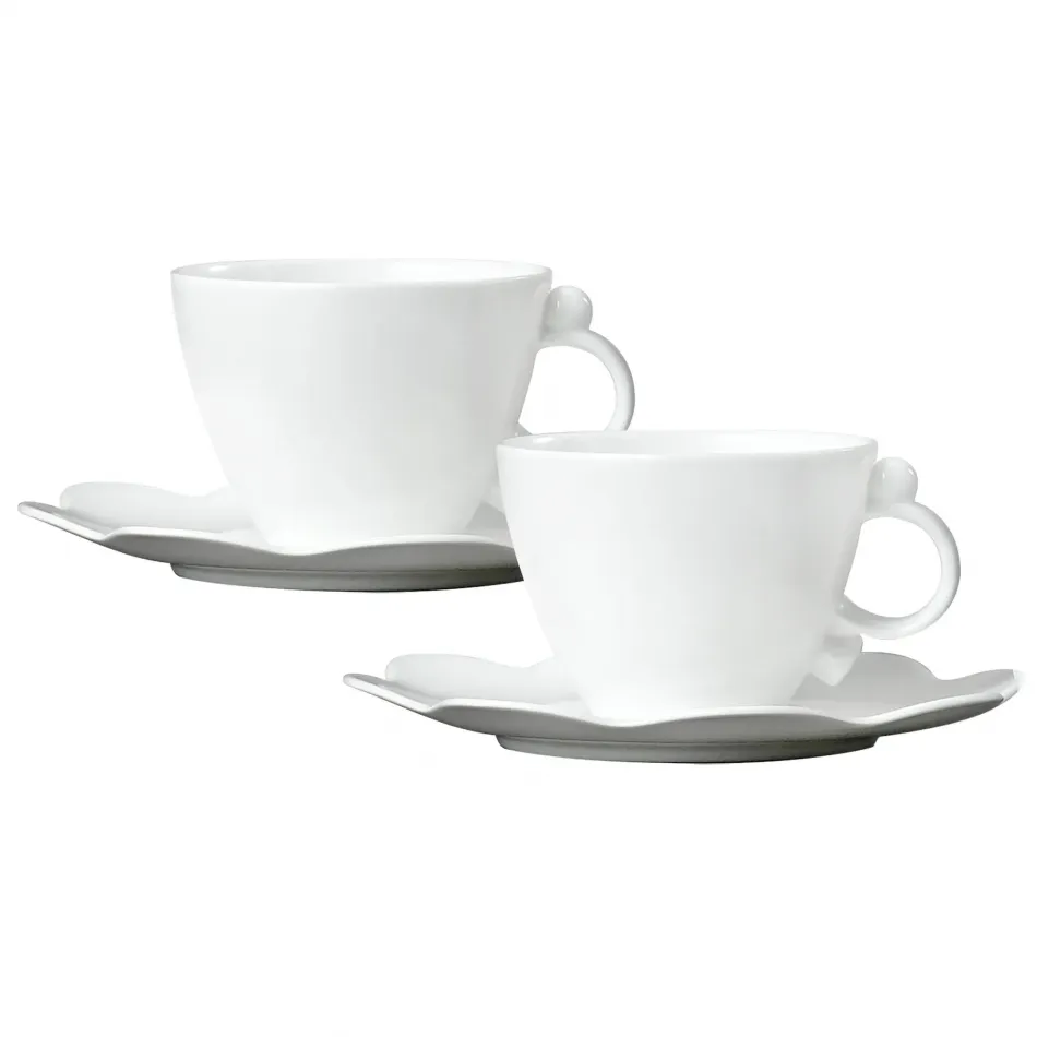 Geometrica White Tea Cup & Saucer, Set Of 2
