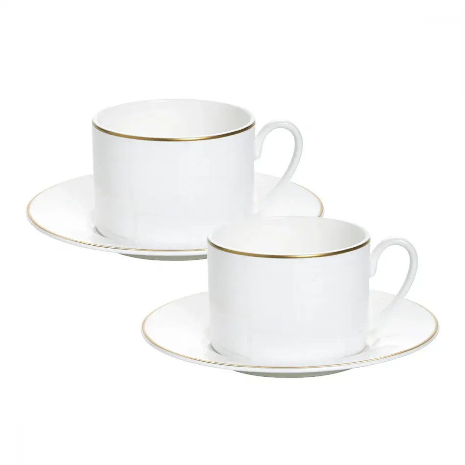 Alligator White Tea Cup & Saucer, Set Of 2