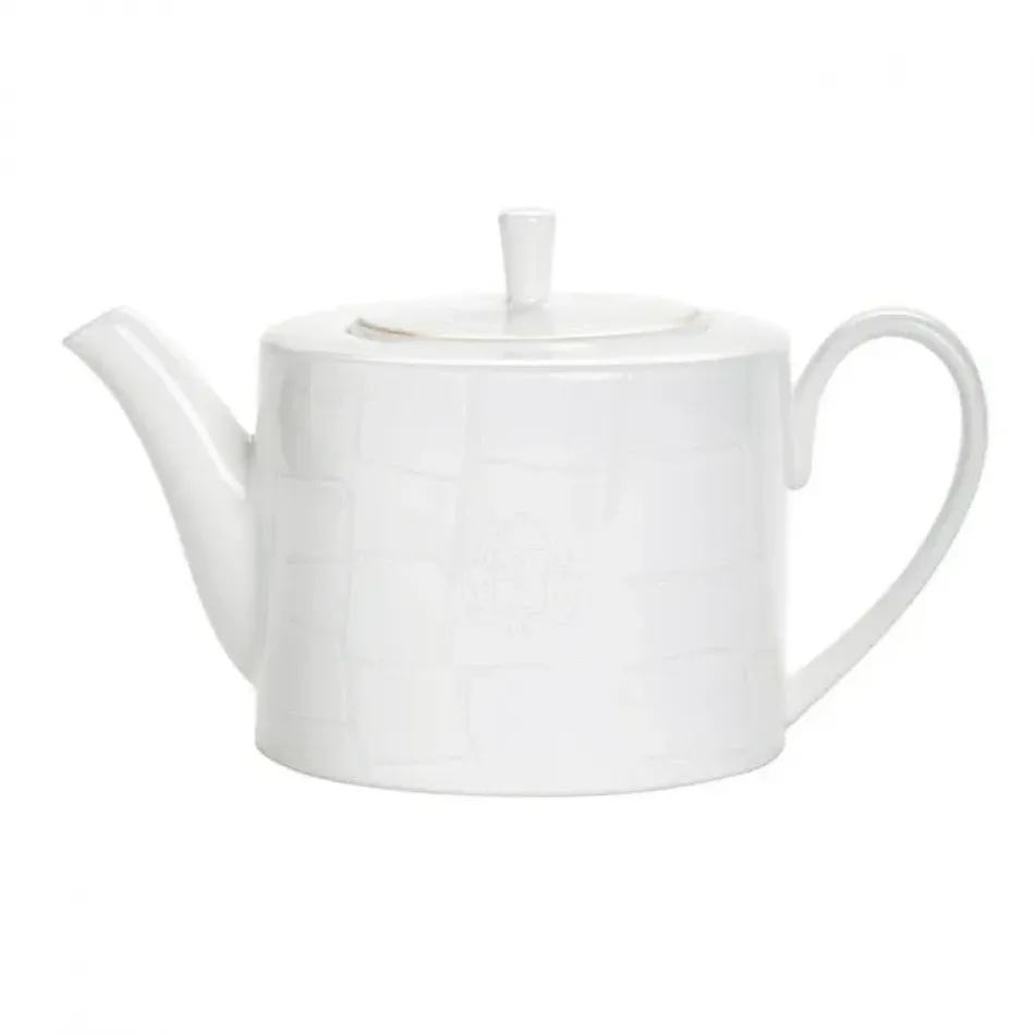 Alligator White Teapot