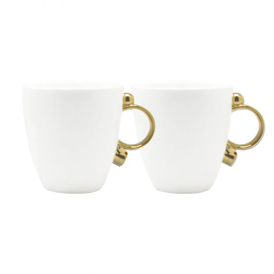 Geometrica Gold Rim Mug / Coffee Cup, Set Of 2
