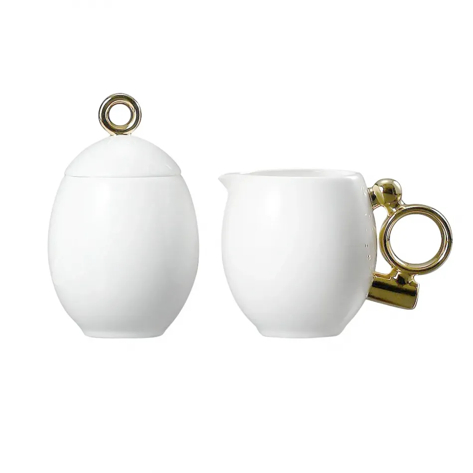 Geometrica Gold Rim Sugar & Creamer Set