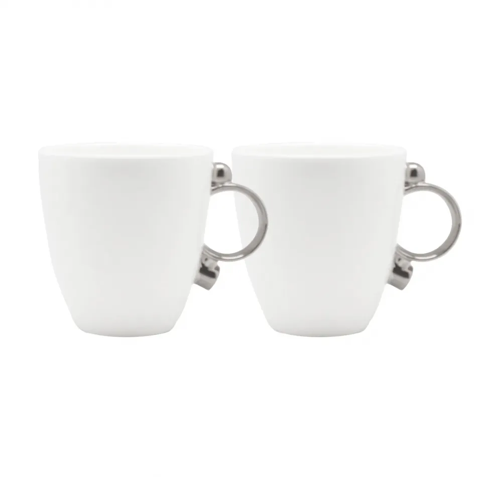 Geometrica Silver Rim Mug, Set Of 2