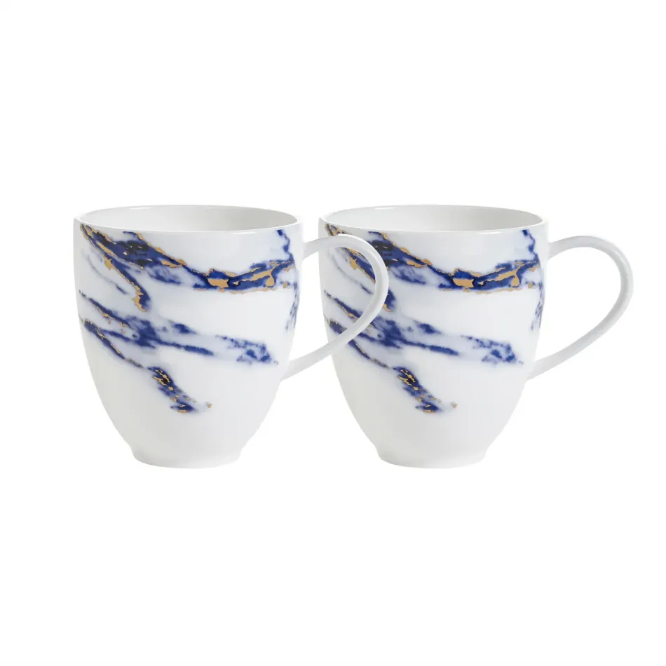 Marble Azure Barrel Mug, Set Of 2