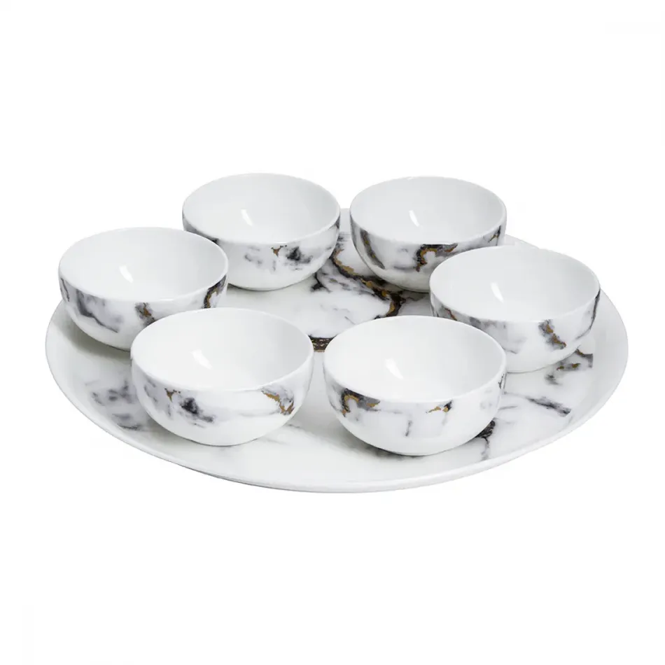 Marble Venice Fog Seder Plate / Appetizer Set
