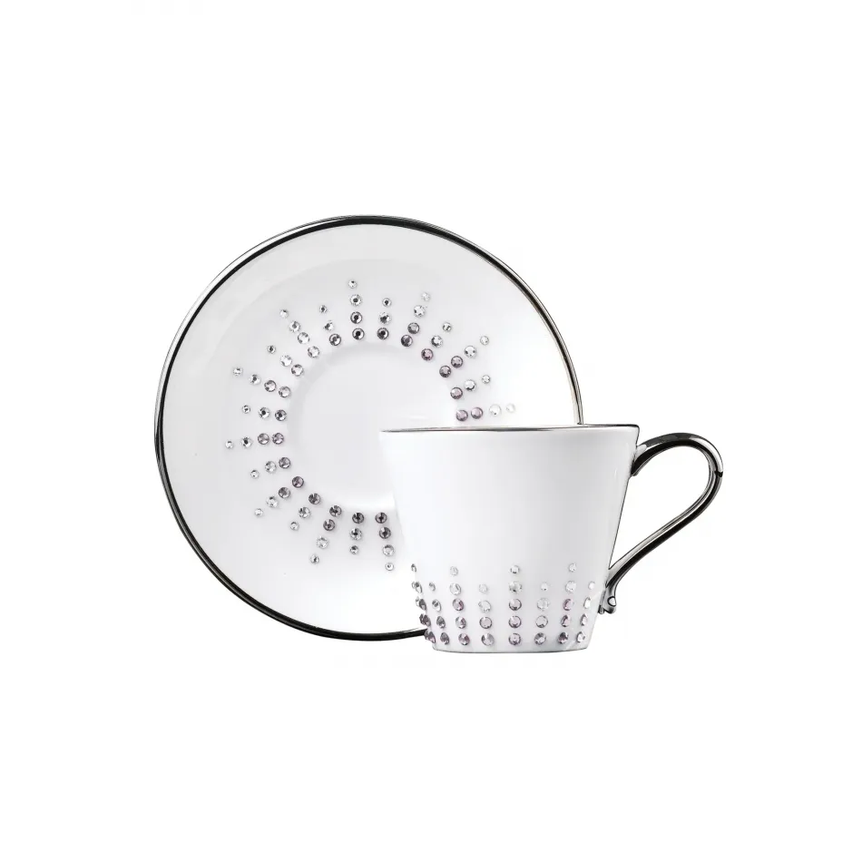 Chain Tiara Amethyst Espresso Cup & Saucer (Special Order)