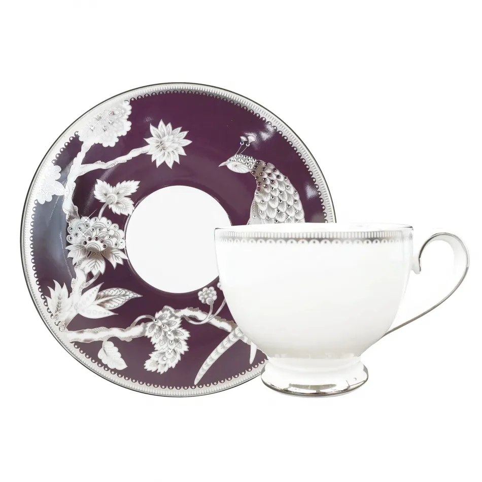 Pavo Silver Tea Cup & Saucer