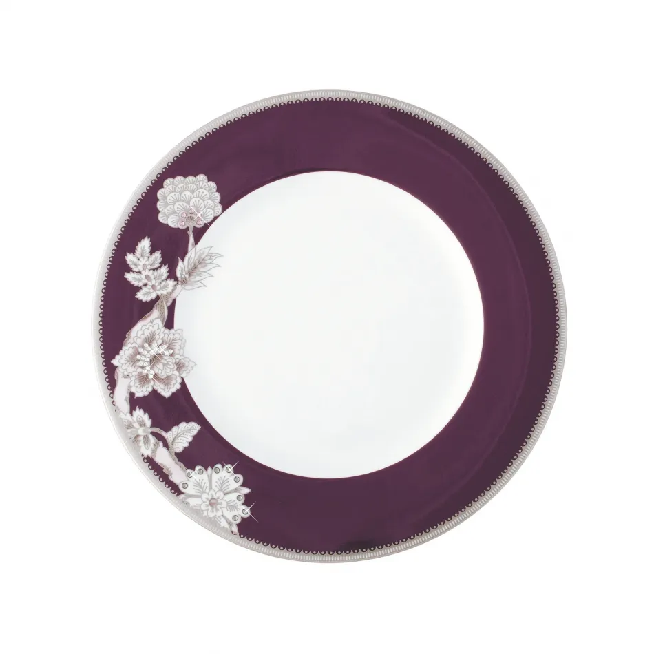 Pavo Silver Salad / Dessert Plate (Purple Rim)