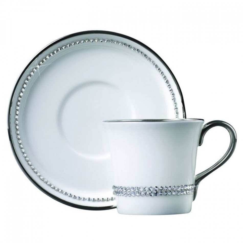 Chain Platinum Crystal Espresso Cup & Saucer Cup diam 2.5