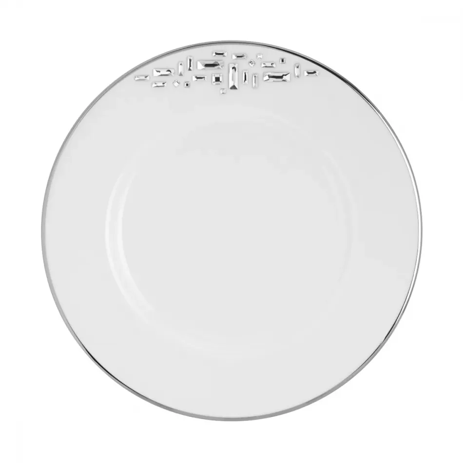 Diana Black Salad/Dessert Plate with Crystal 8.5 in (Special Order)