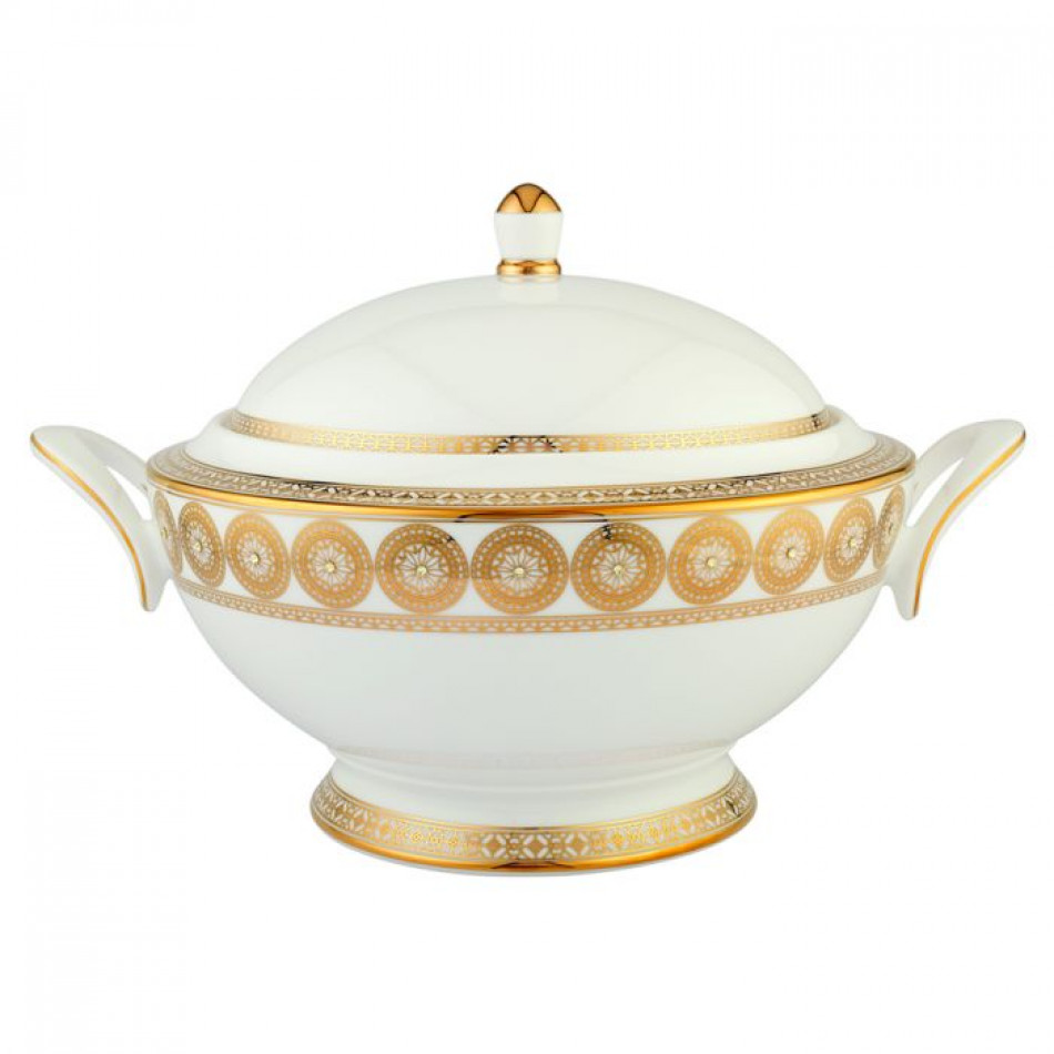 Golden Leaves Gold Covered Vegetable Bowl/Soup Tureen (Special Order)