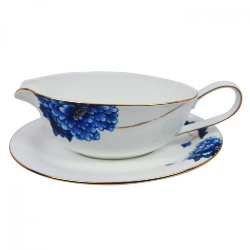 Emperor Flower Gravy Boat & Saucer (Tray: 9 x 6.8 Gravy: 9 x 3.5 x 3 in)