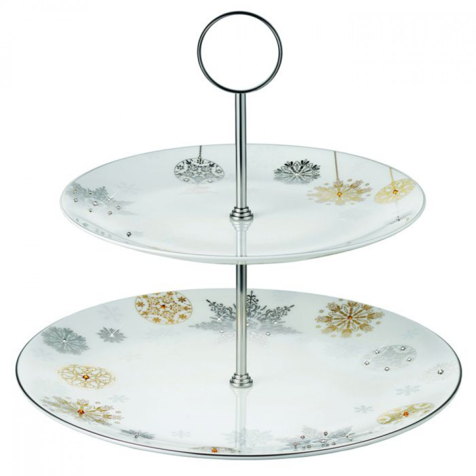 Winter Crystal 2-Tier Cake Stand diam 8.5 & 7 height 9.5 in