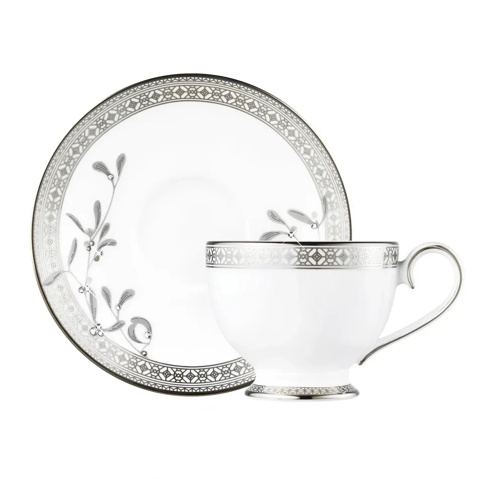 Platinum Leaves Tea Cup & Saucer (Special Order)