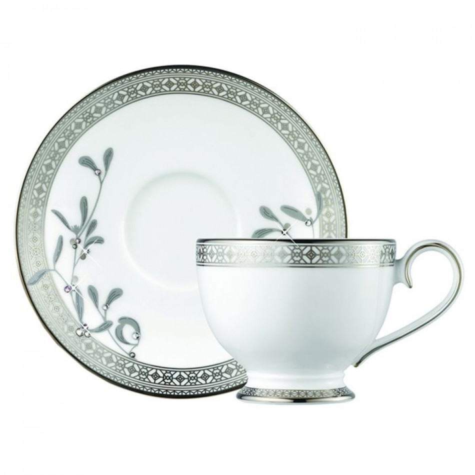 Platinum Leaves Tea Cup & Saucer 6.4 in (Special Order)