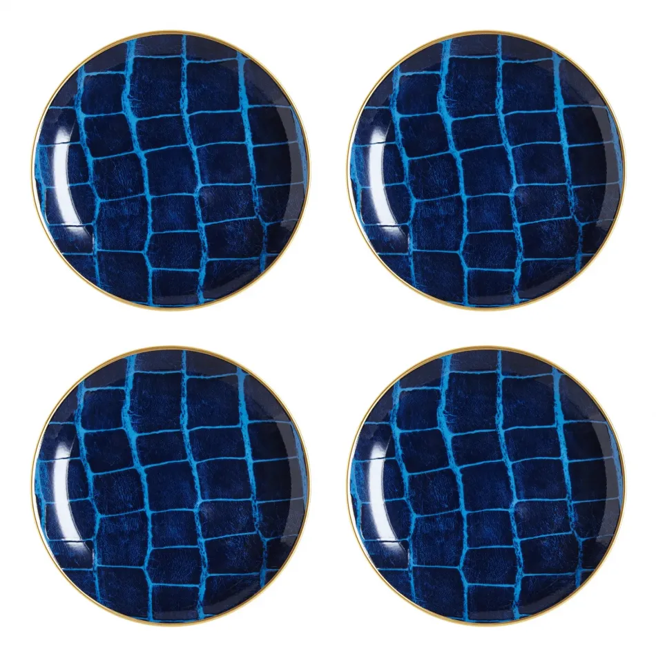 Alligator Sapphire Canape Plate, Sapphire, Set of 4 (Special Order)