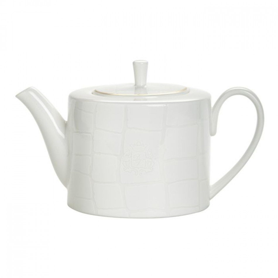 Alligator White Teapot height 4 diam 5 in