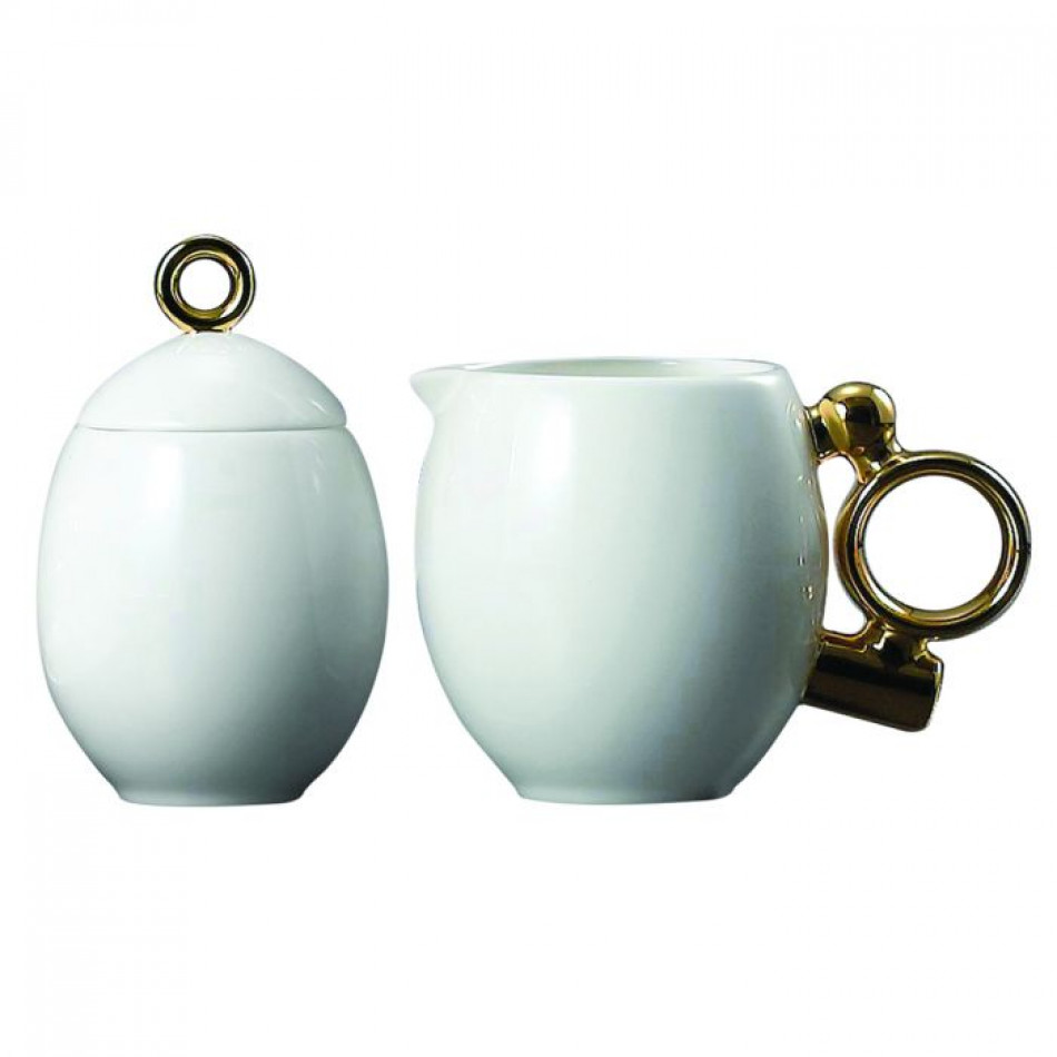 Geometrica Gold Rim Sugar & Creamer Set