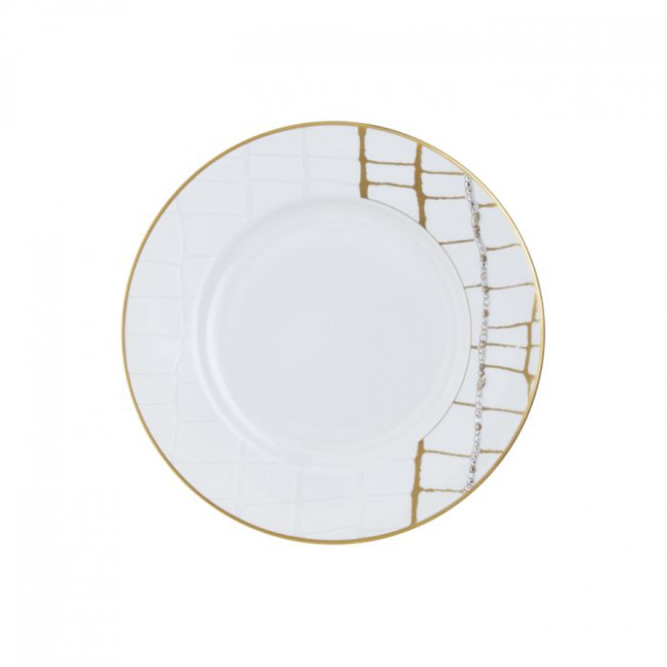 Alligator Gold Salad/Dessert Plate with Crystal 8.5 in