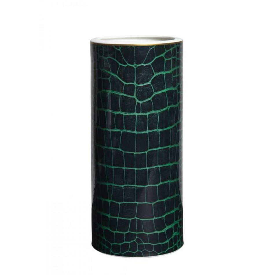 Alligator Emerald Tall Vase 14 in H