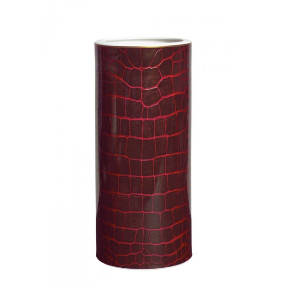 Alligator Ruby Tall Vase 14 in h