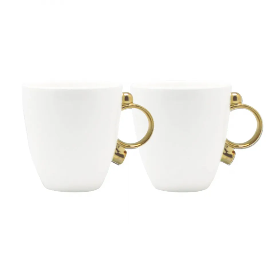 Geometrica Gold Rim Mug/Coffee Cup, set of 2