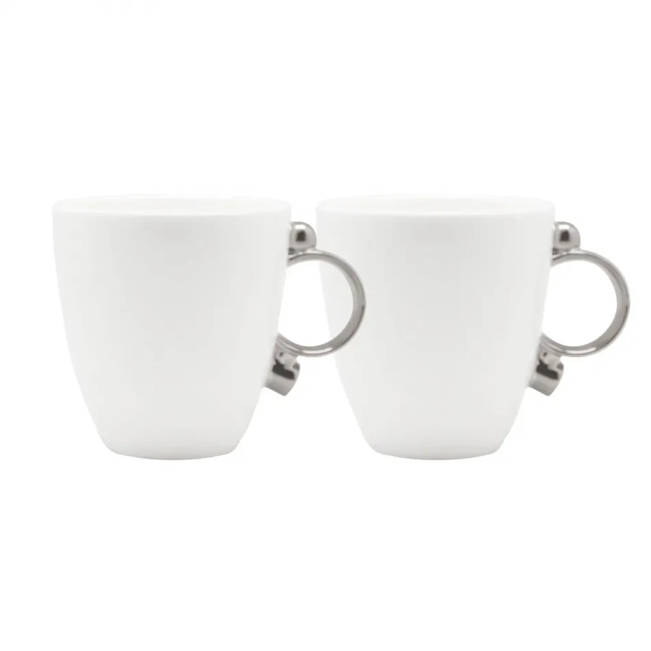 Geometrica Silver Rim Mug, set of 2