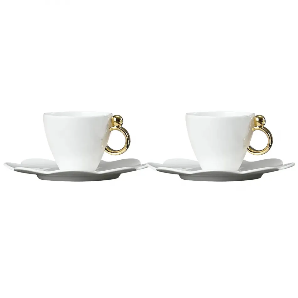 Geometrica Gold Rim Espresso Cup & Saucer, set of 2