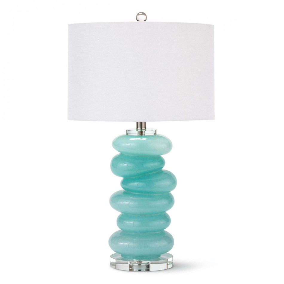 Stacked Pebble Glass Table Lamp Aqua