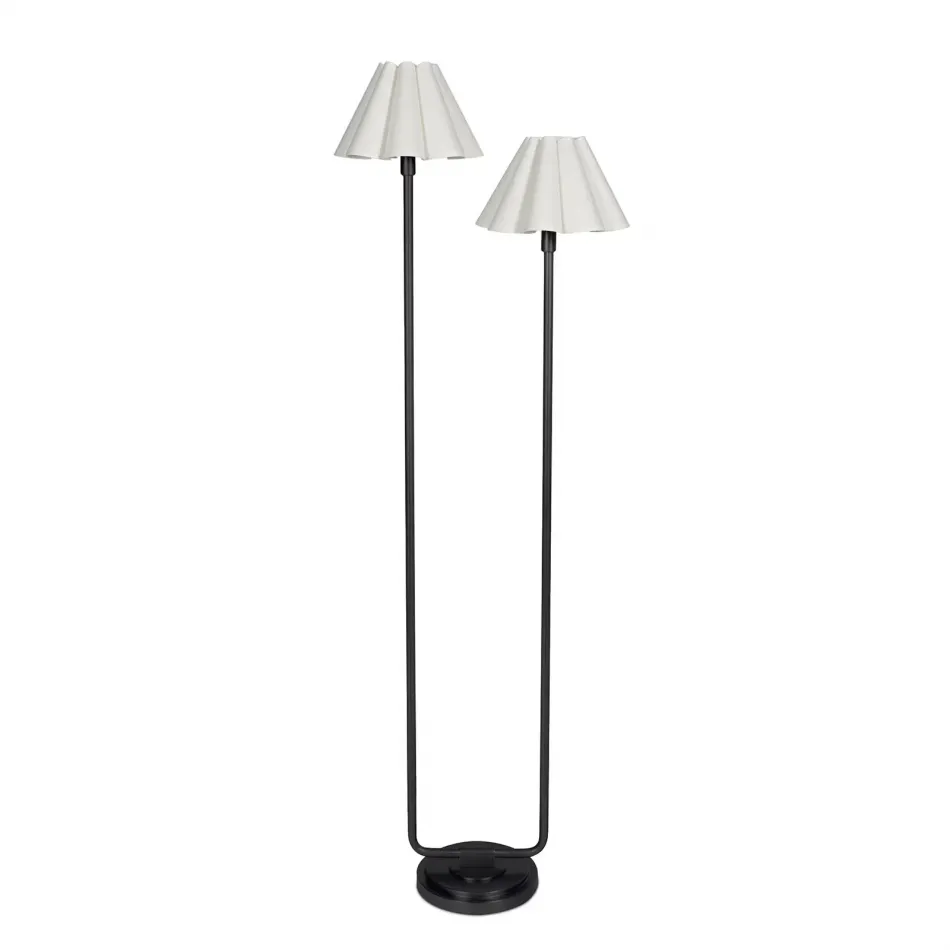 Polly Floor Lamp (Blackened Brass with White Scalloped Shade)