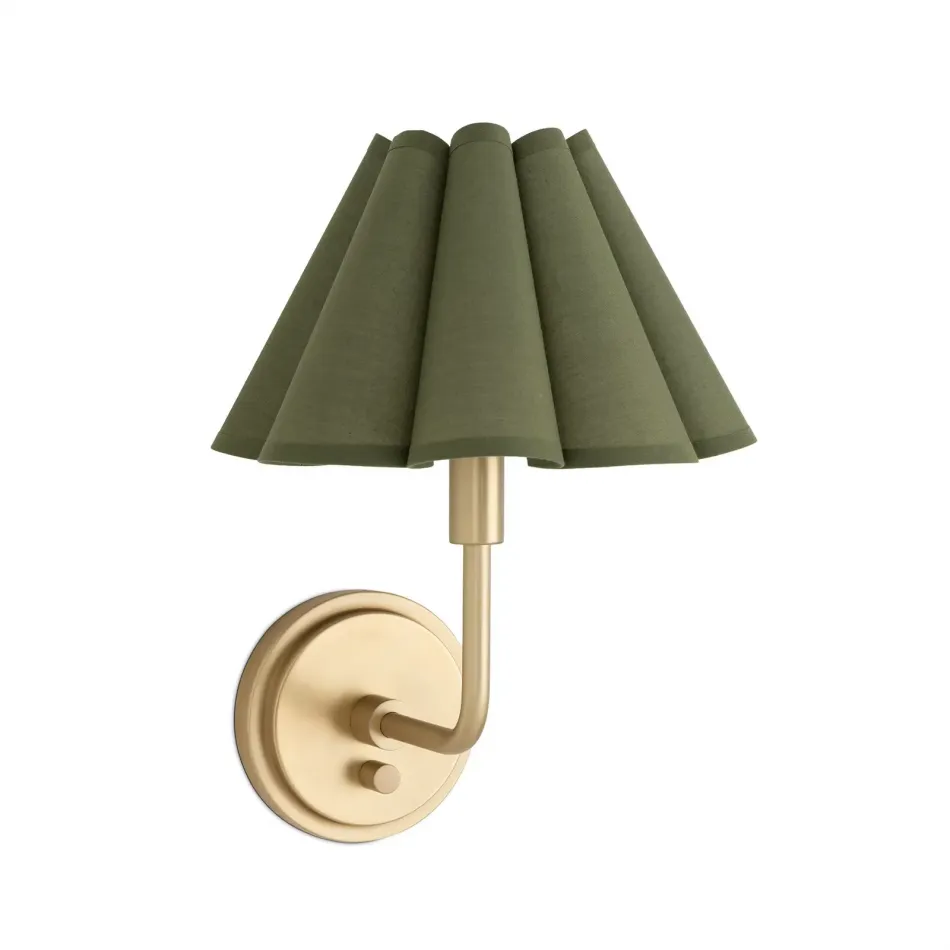 Polly Sconce Single (Natural Brass with Green Scalloped Shade)