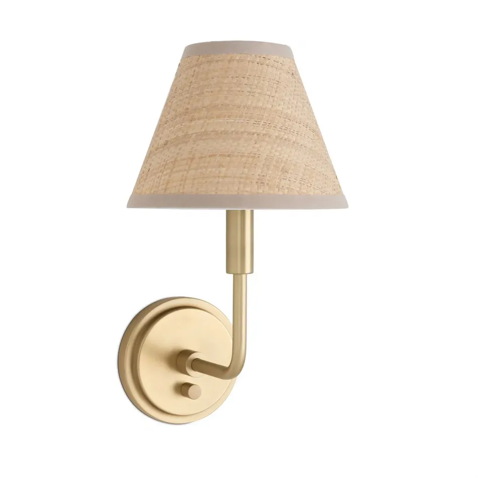 Polly Sconce Single (Natural Brass with Rattan Shade)