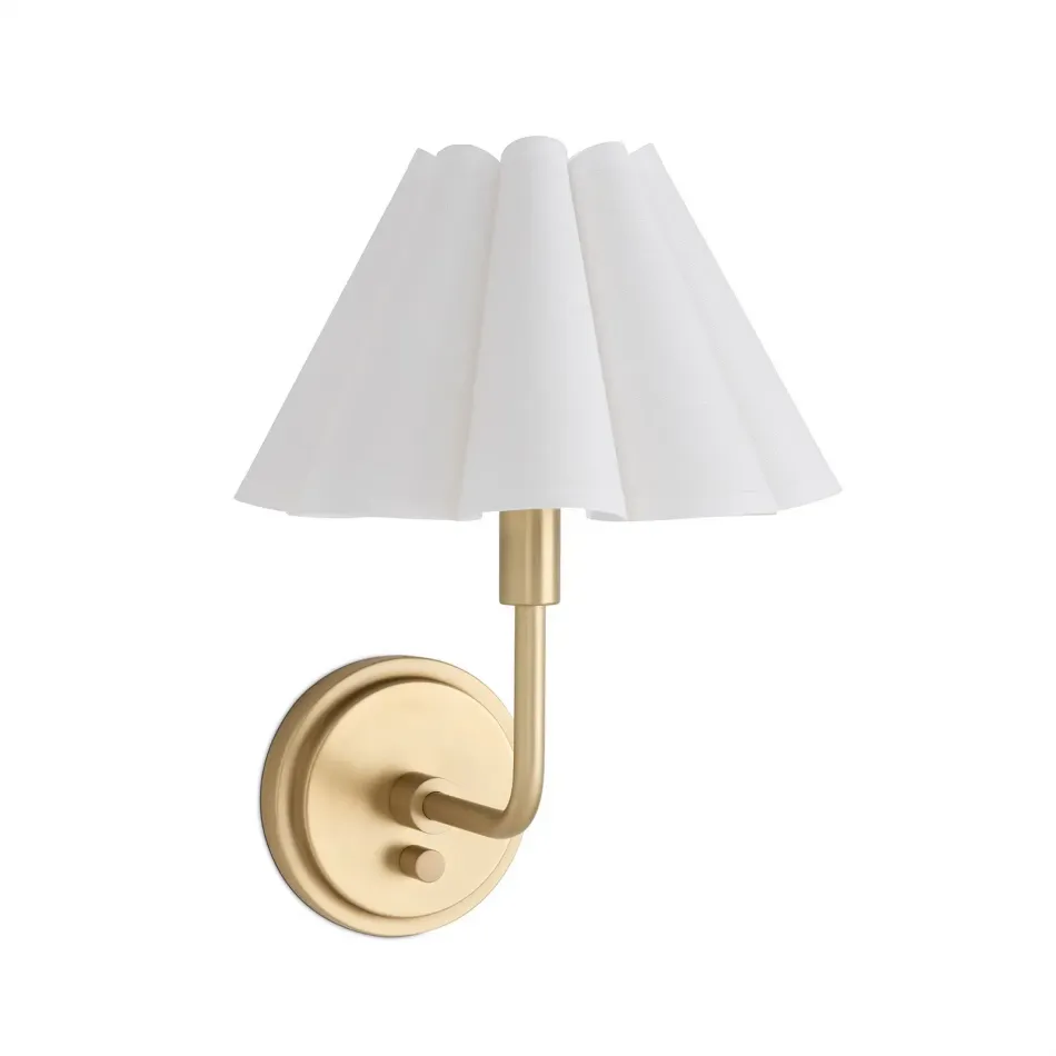 Polly Sconce Single (Natural Brass with White Scalloped Shade)